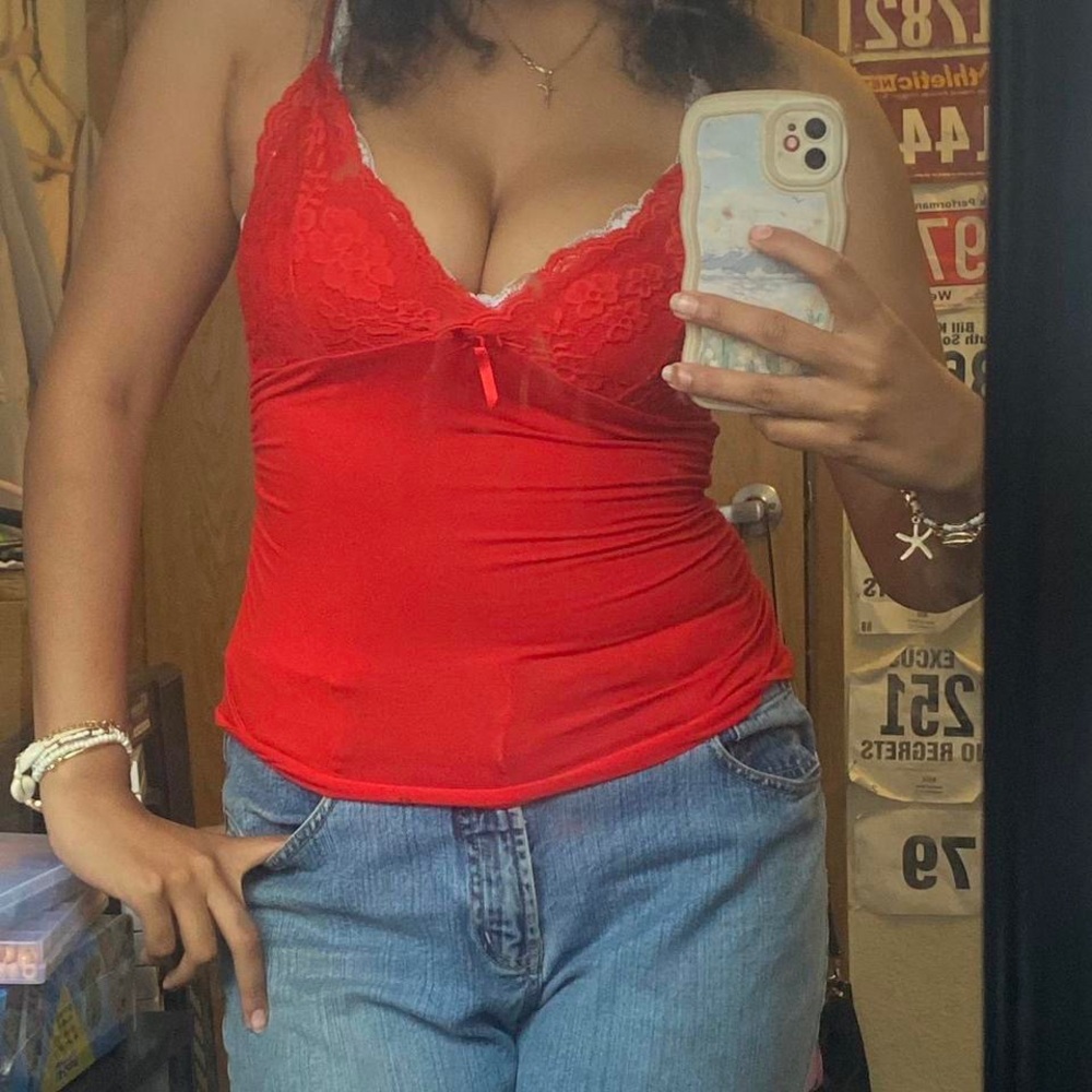 SHEIN Red Fitted Bustier Camisole Top